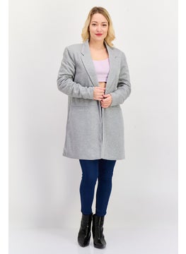 VERO MODA Women Regular Fit Heather Long Blazer, Grey  - Image 4