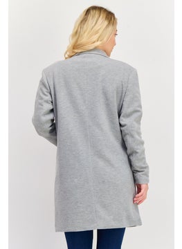 VERO MODA Women Regular Fit Heather Long Blazer, Grey  - Image 3