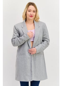 VERO MODA Women Regular Fit Heather Long Blazer, Grey  - Image 1