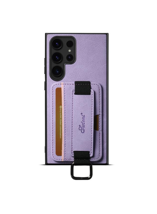 Suteni Case For Samsung Galaxy S22 Ultra 5G H13 Litchi Leather Wrist Strap Wallet Back Phone Case - Image 1