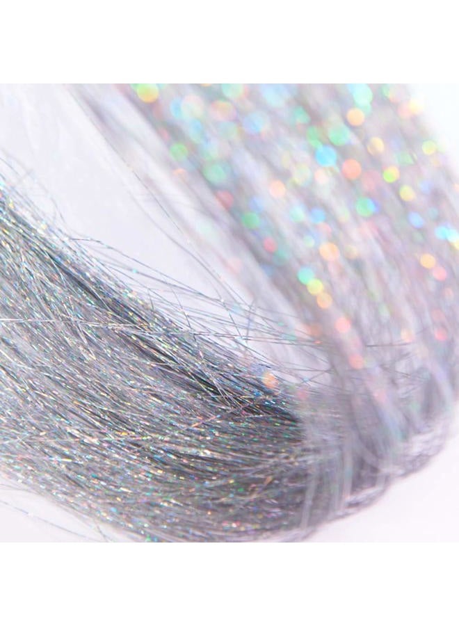 Dansee Hair Tinsel 48 Inch long flash hair extension 750 Strands Silver - Image 1