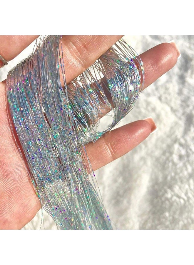 Dansee Hair Tinsel 48 Inch long flash hair extension 750 Strands Silver - Image 3