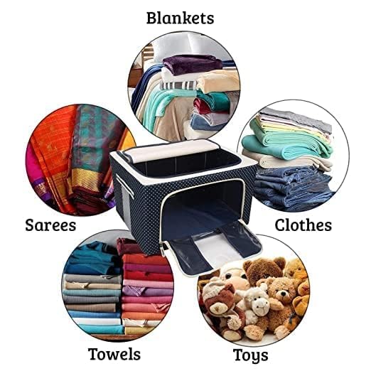JAINVM JAINVM Cloth Organizer Under Storage Bag Waterproof Wardrobe with Zippered Closure and Handle Clothes Metal Frame Basket Set Large Clear Window Stackable Reinforced Boxes - Image 4