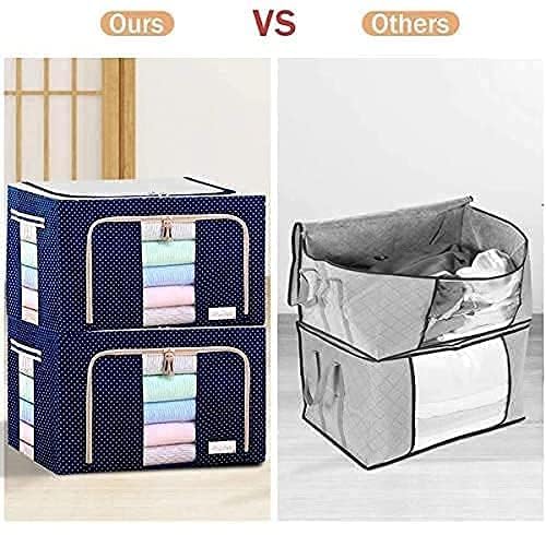 JAINVM JAINVM Cloth Organizer Under Storage Bag Waterproof Wardrobe with Zippered Closure and Handle Clothes Metal Frame Basket Set Large Clear Window Stackable Reinforced Boxes - Image 3