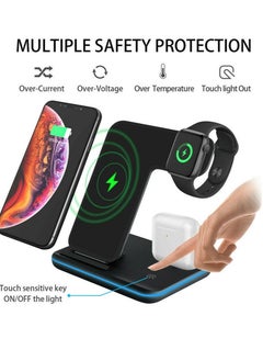 Wireless Charger, 3 in 1 Qi Certified 15W Fast Wireless Charging Station for Apple iWatch Series 7/SE/6/5/4/3/2,AirPods 2/Pro, Compatible for iPhone 13/12/11 Series/XS MAX/XR/XS/X/8/8 Plus/Samsung