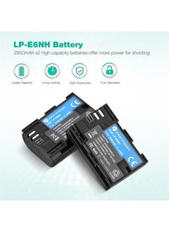 FirstPower LP-E6NH Battery and USB Dual Charger Compatible with Canon EOS R, R5, R6, 5D Mark II III IV, 5Ds, 6D, 6D Mark II, 7D, 7D Mark II, 60D, 70D, 80D, 90D Cameras and More (2-Pack, 2950mAh)  - Image 2
