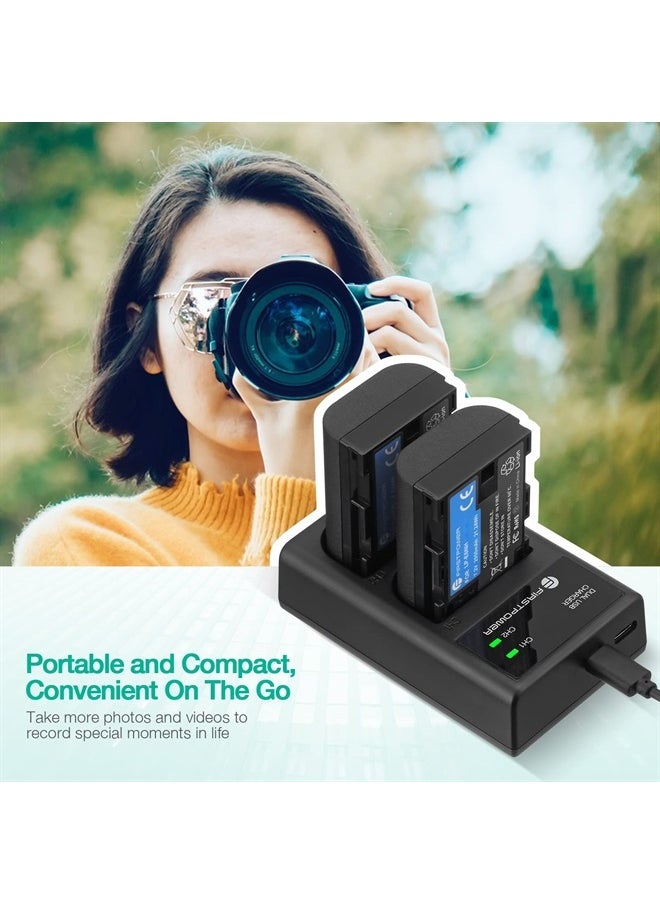 FirstPower - LP-E6NH Battery and USB Dual Charger Compatible with Canon EOS R, R5, R6, 5D Mark II III IV, 5Ds, 6D, 6D Mark II, 7D, 7D Mark II, 60D, 70D, 80D, 90D Cameras and More (2-Pack, 2950mAh) - Image 1