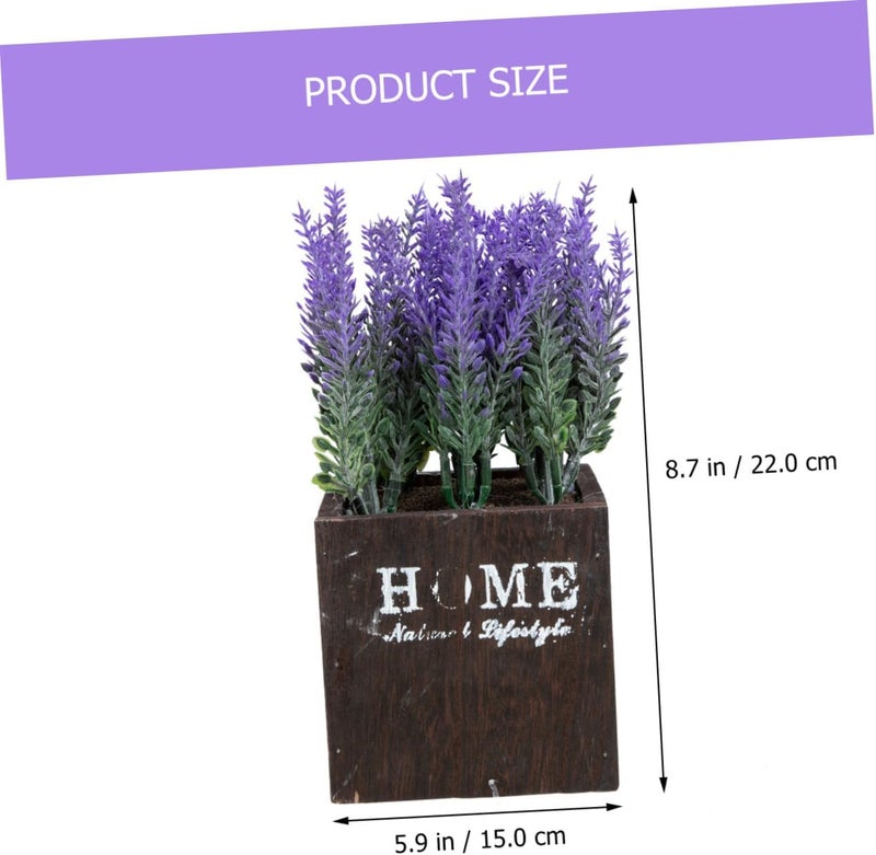 jojofuny Artificial Potted Lavender Plant with Wooden Pot, Purple Faux Flower Decoration, Simulation Bonsai for Home, Bathroom, Kitchen, Desktop Décor - Image 2