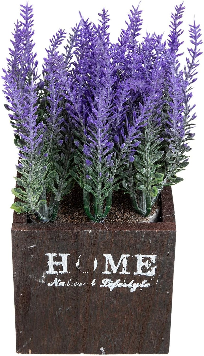 jojofuny Artificial Potted Lavender Plant with Wooden Pot, Purple Faux Flower Decoration, Simulation Bonsai for Home, Bathroom, Kitchen, Desktop Décor - Image 1