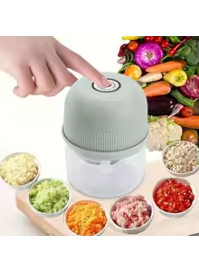 Lyaxm Electric Mini Garlic Chopper, Food Processor, Portable Cordless Garlic Mincer Masher, Meat Grinder with USB Charging for Vegetable, Chili, Fruits, Ginger, Baby Food, Seasoning, (Green) - Image 1