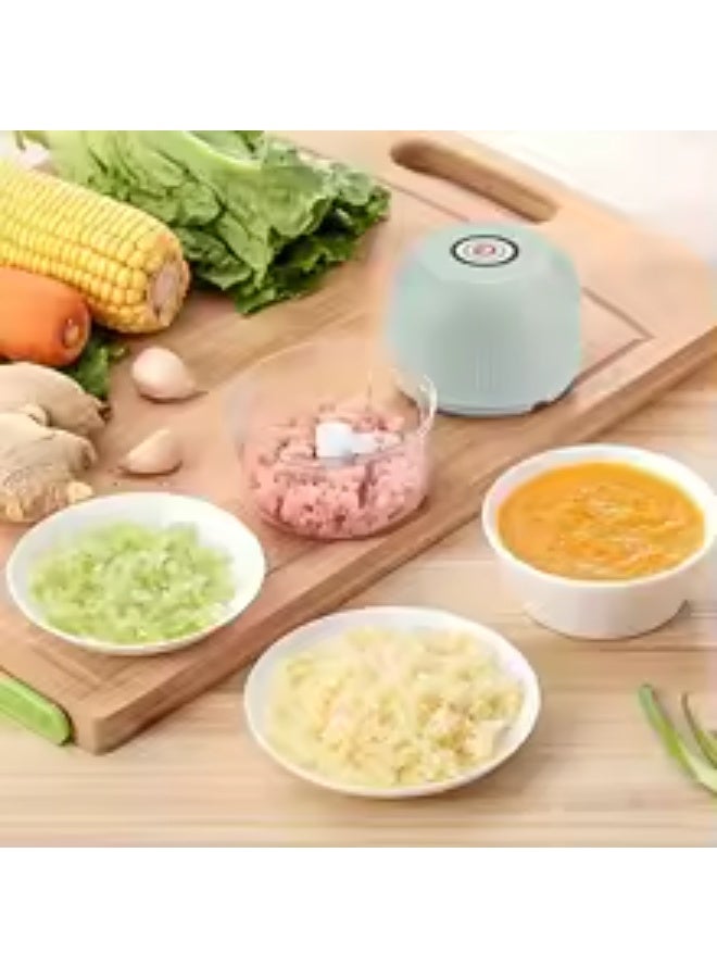 Lyaxm Electric Mini Garlic Chopper, Food Processor, Portable Cordless Garlic Mincer Masher, Meat Grinder with USB Charging for Vegetable, Chili, Fruits, Ginger, Baby Food, Seasoning, (Green) - Image 5