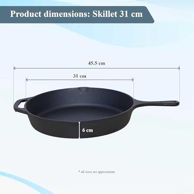 Buckingham Cast Iron PreSeasoned Skillet Frying Pan 31 Cm X 46 Cm For Healthy Cooking  Premium Quality 30068 - Image 2