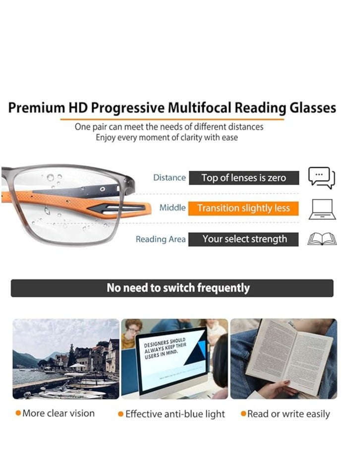 Showday Photochromic Reader Sunglasses Reading Sunglasses for Men Sporty TR90 Frame UV400 Full Lens Outdoor Reader Lightweight Transition Photochromic - Image 5