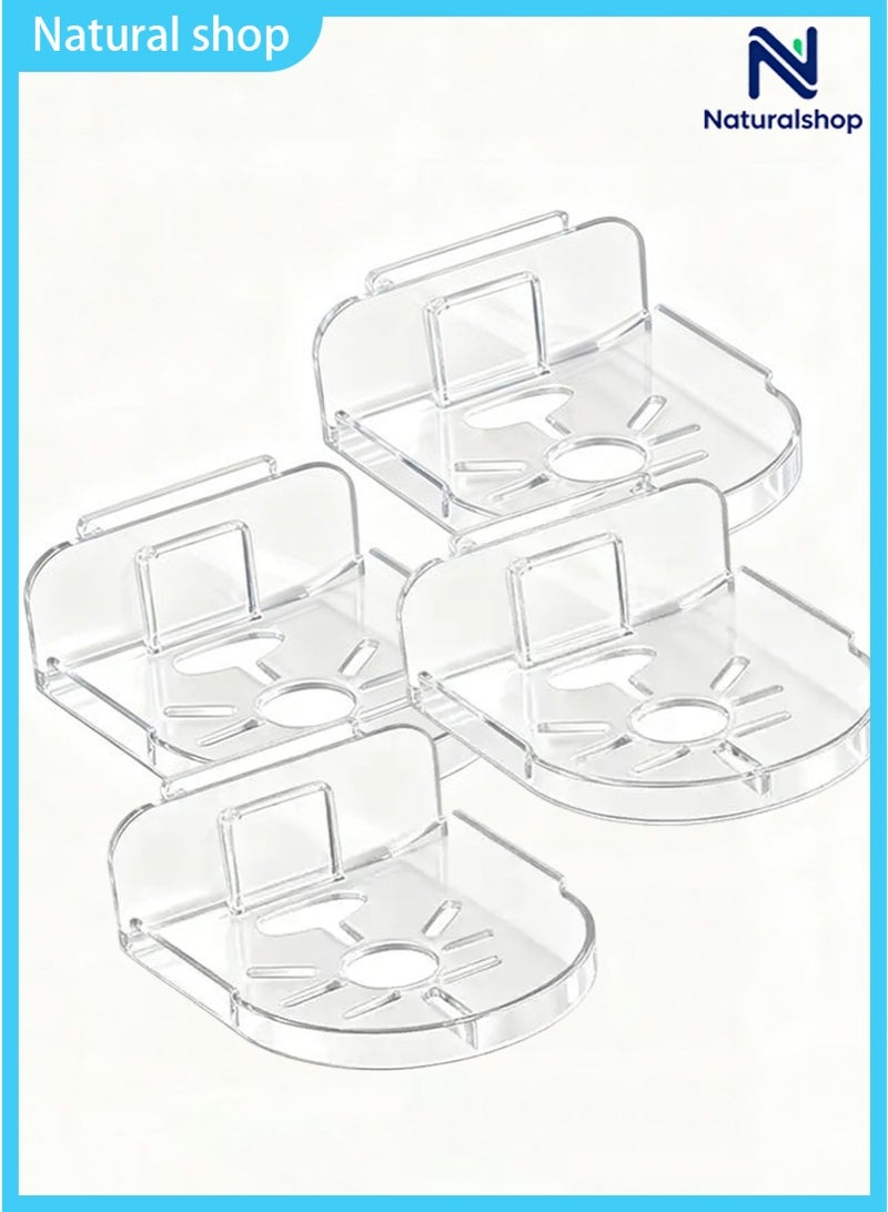naturalshop 4PCS Wall Mount Storage Rack, No Drilling Adhesive Bracket for Security Cameras & Speakers, Heavy Duty Stick-Up Holder, Easy Install Clear Shelf for Baby Monitors & Home Use - Image 2