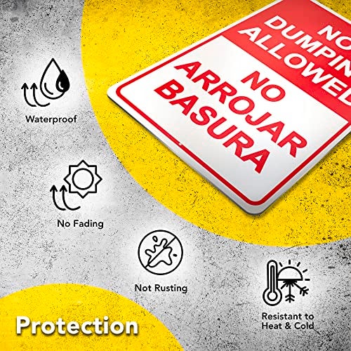 DIMARONGTON No Dumping Sign, 8x12 Aluminum No Arrojar Basura Private Property, English and Spanish Don't Littering for Outdoor - Image 5