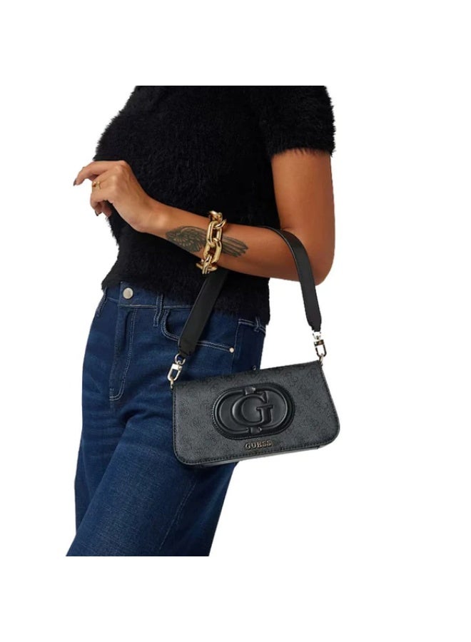 جس حقيبة كتف نسائية GUESS Eco Mietta 4G Logo Mini باللون Coal – جلد صناعي أنيق - Image 5