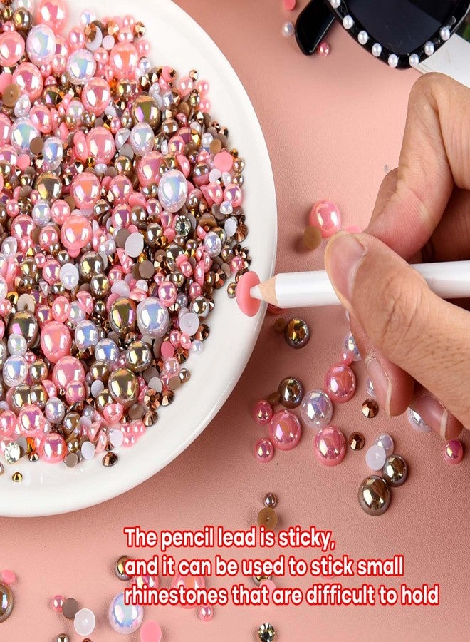 ASTARON 50g Mix Flatback Rhinestones Half Pearls for Crafts Mixed Size 3mm-10mm Flat Back Rhinestones for Crafts Flatback Pearls for Decorating Tumblers Mugs Nail Art Shoes (Pink Brown Series) - Image 5