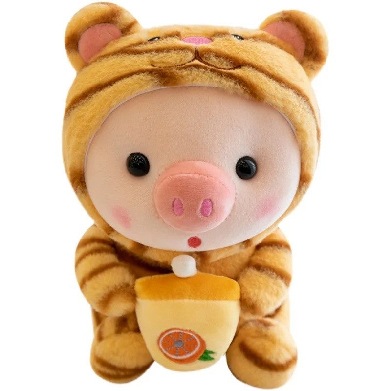 Y&D Soft  Plushie Doll Pink Hugging Boba Pearls Bubble Milk Tea Cup Cute Stuffed Animal Small Stuffed Pig Plush Toy - Image 5