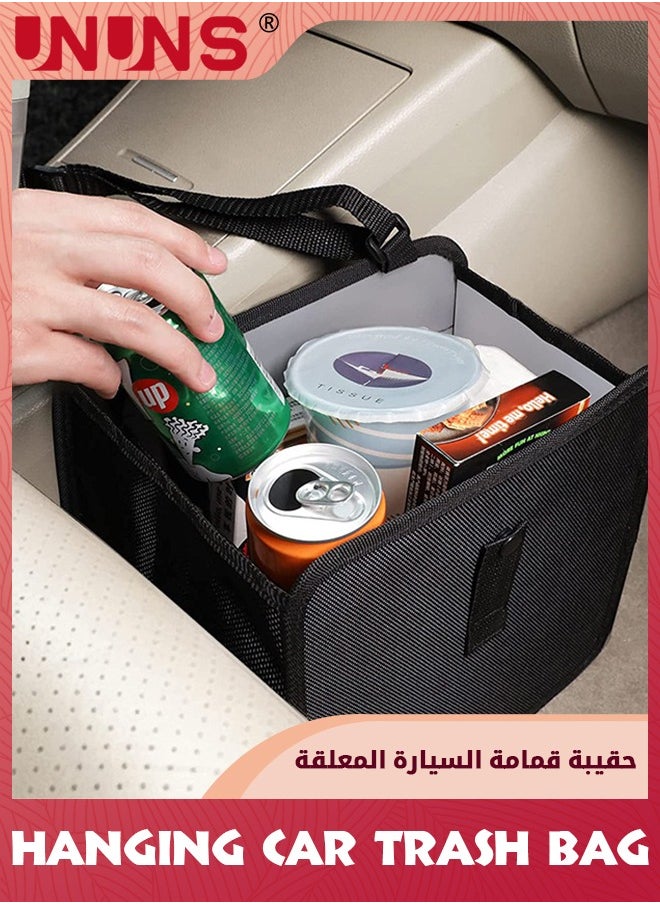 UNUNS Car Trash Can,Foldable Hanging Car Trash Bag Can,Automotive Trash Bin With Adjustable Strap,Waterproof Oxford Cloth Trash Can For Car,Collapsible Car Trash Bin For Front Back Seat Accessories  - Image 5