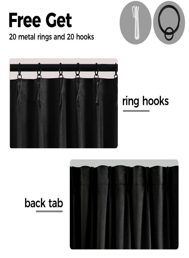 Swandream Pinch Pleated 100% Blackout Curtains for Bedroom, Black Velvet Curtains for Living Room, Black Out Curtain 84 inch Long Room Darkening, Blackout Pinch Pleat Drapes with Hooks 2 Panels - Image 3