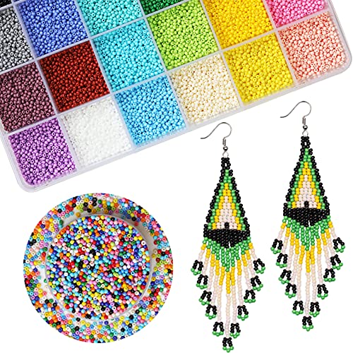 BALABEAD 2mm Round Size Almost Uniform Seed Beads with Beading Tool, About 18000pcs in Box 24 Multicolors Assortment 12/0 Small Glass Craft Seed Beads for Earring Making - Image 2