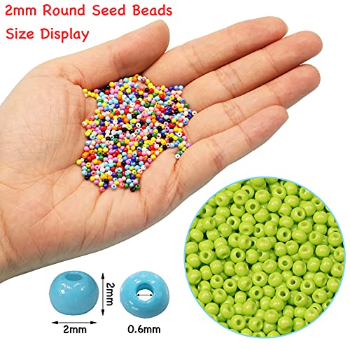 BALABEAD 2mm Round Size Almost Uniform Seed Beads with Beading Tool, About 18000pcs in Box 24 Multicolors Assortment 12/0 Small Glass Craft Seed Beads for Earring Making - Image 4