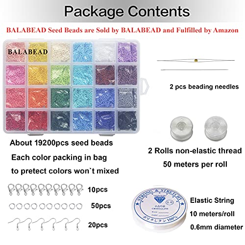 BALABEAD 2mm Round Size Almost Uniform Seed Beads with Beading Tool, About 18000pcs in Box 24 Multicolors Assortment 12/0 Small Glass Craft Seed Beads for Earring Making - Image 5