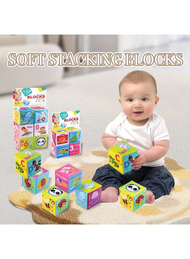 Sensory Soft Stacking Blocks for Babies Set of 4 Pcs Toddler Toy - Image 1