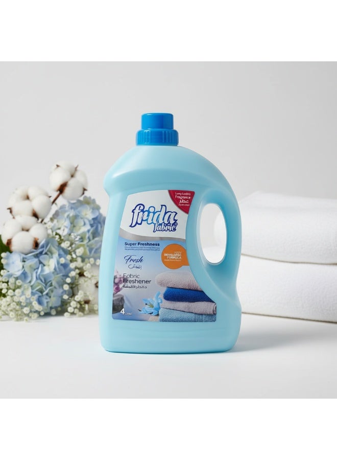 فريدا معطر ومنعم أقمشة مركز برائحة منعشة من Frida – سعة 4 لتر، مناسب للغسالات الأمامية والعلوية، يمنح نعومة ورائحة تدوم طويلاً. منعم ملابس سائل عالي التركيز لتليين الأقمشة وتقليل خشونتها مع ثبات عطري ملحوظ بعد الغسيل. - Image 3