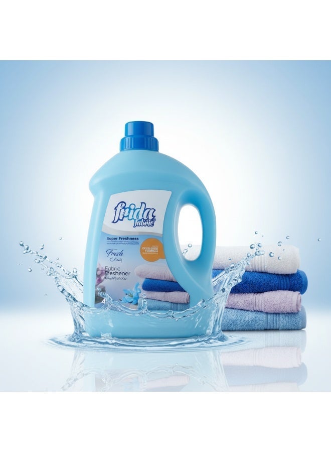 فريدا معطر ومنعم أقمشة مركز برائحة منعشة من Frida – سعة 4 لتر، مناسب للغسالات الأمامية والعلوية، يمنح نعومة ورائحة تدوم طويلاً. منعم ملابس سائل عالي التركيز لتليين الأقمشة وتقليل خشونتها مع ثبات عطري ملحوظ بعد الغسيل. - Image 2