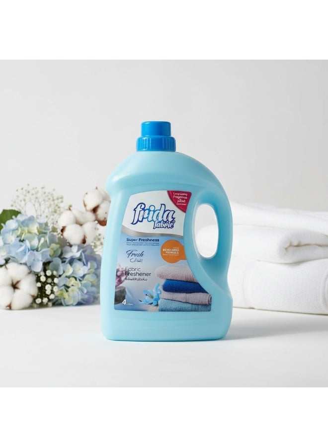 فريدا معطر ومنعم أقمشة مركز برائحة منعشة من Frida – سعة 4 لتر، مناسب للغسالات الأمامية والعلوية، يمنح نعومة ورائحة تدوم طويلاً. منعم ملابس سائل عالي التركيز لتليين الأقمشة وتقليل خشونتها مع ثبات عطري ملحوظ بعد الغسيل. - Image 1
