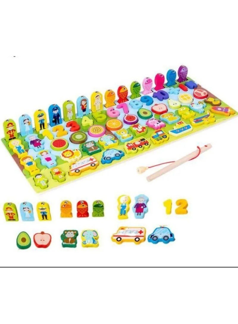 Wooden Montessori 8-in-1 Counter Matching Board Toy - Image 1