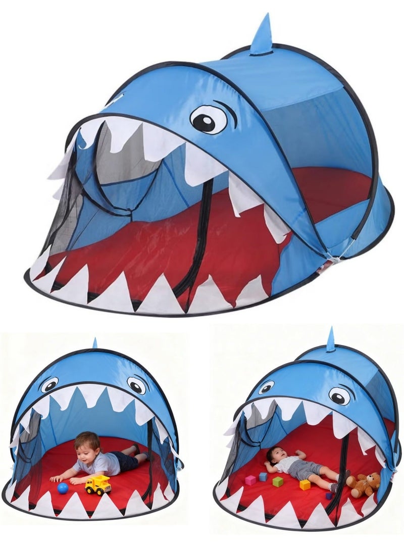 XICEN Kids Play Tent Foldable Shark Shaped Pop up Tent, Collapsible Tent Playhouse for Boys Girls, Indoor Outdoor Activity Center, Suitable for Beach Park Camping Party - Image 2