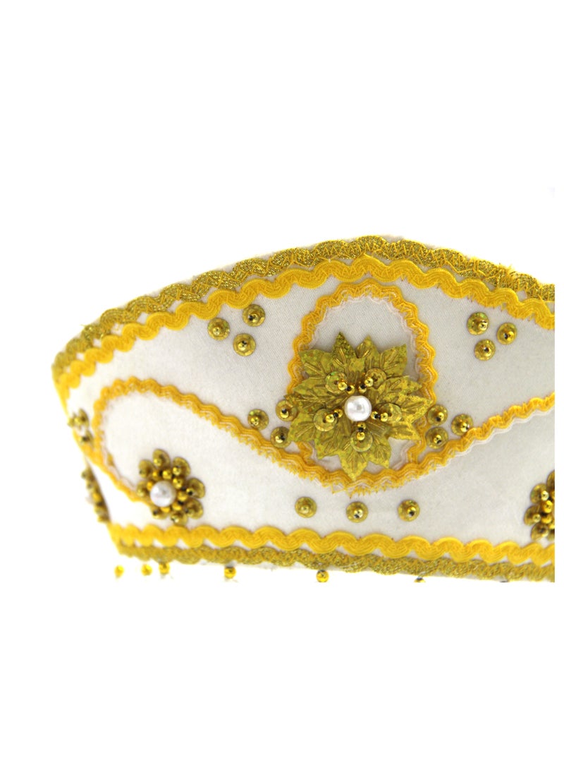 D'Daniela دي دانييلا - غطاء رأس تقليدي نسائي كوكوشنيك - أبيض مع أصفر - Image 4