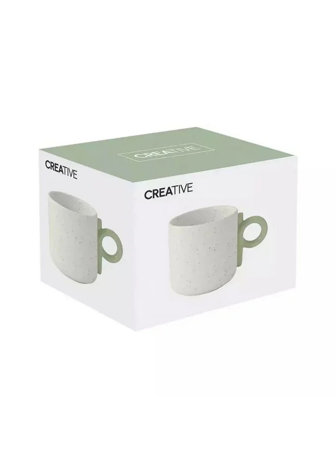 Easy Life Microwave and Dishwasher Safe Porcelain Coffee Mug White and Green 350ml R1740#CRWG