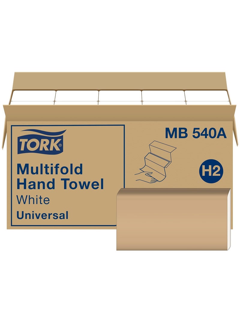 Tork Tork Multifold Hand Towel White H2 Universal 100 Recycled Fibers 16 x 250 Towels MB540A  - Image 1
