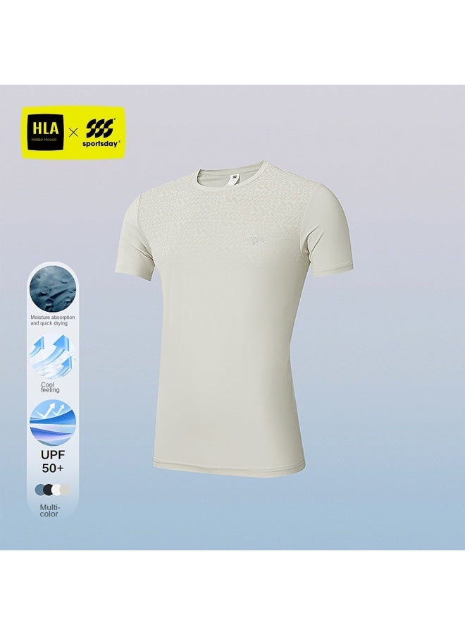 HLA Moisture-wicking & Quick-drying】men's Short-sleeve T-shirt For Summer Training With Cooling & Sun Protection - Image 2