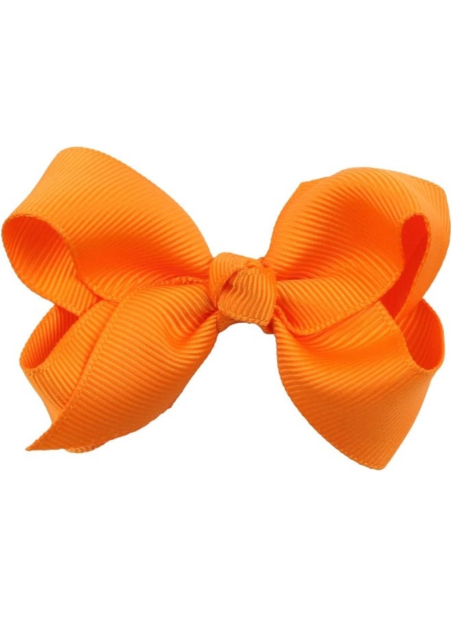 ZOONAI 3 Inch Baby Girl Hair Bows Boutique Hair Clip Teens Toddlers Hairpin Headwear - Set of 2 (Orange) - Image 2