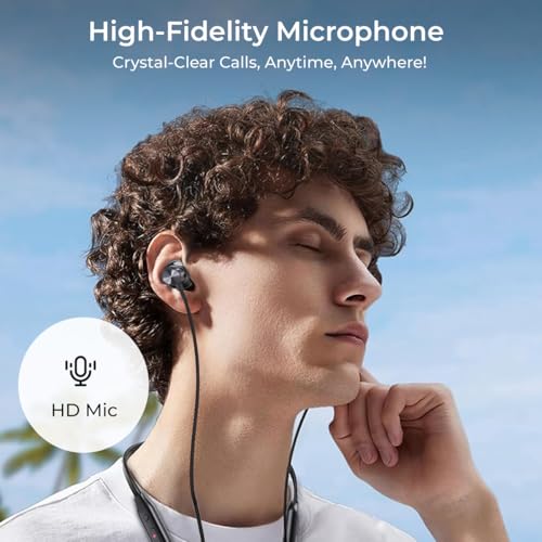 pTron Tangent Rush w/ 50Hrs Playtime, Pristine Sound, Dual-Device Pairing, Bluetooth 5.4 Wireless in-Ear Earphones with Mic, Voice Assistant, Type-C Fast Charging & IPX5 Water Resistant (Jet Black) - Image 4