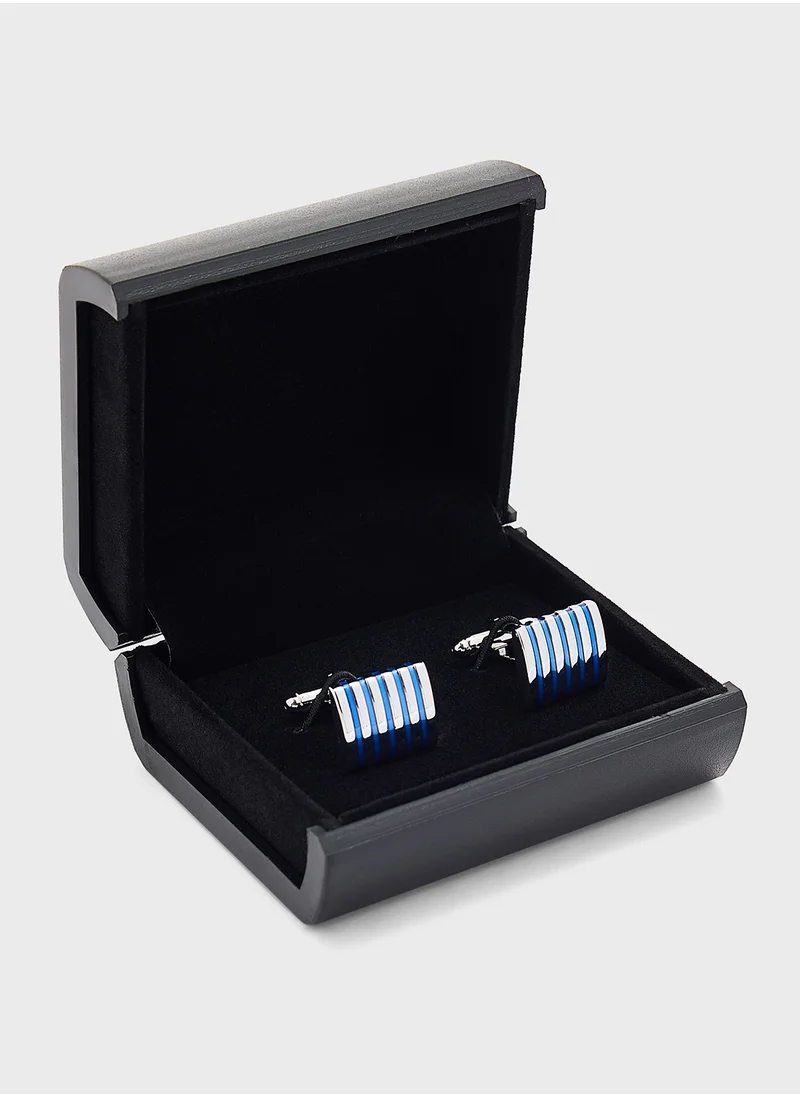 روبرت وود Stripes Detail Square Cufflinks