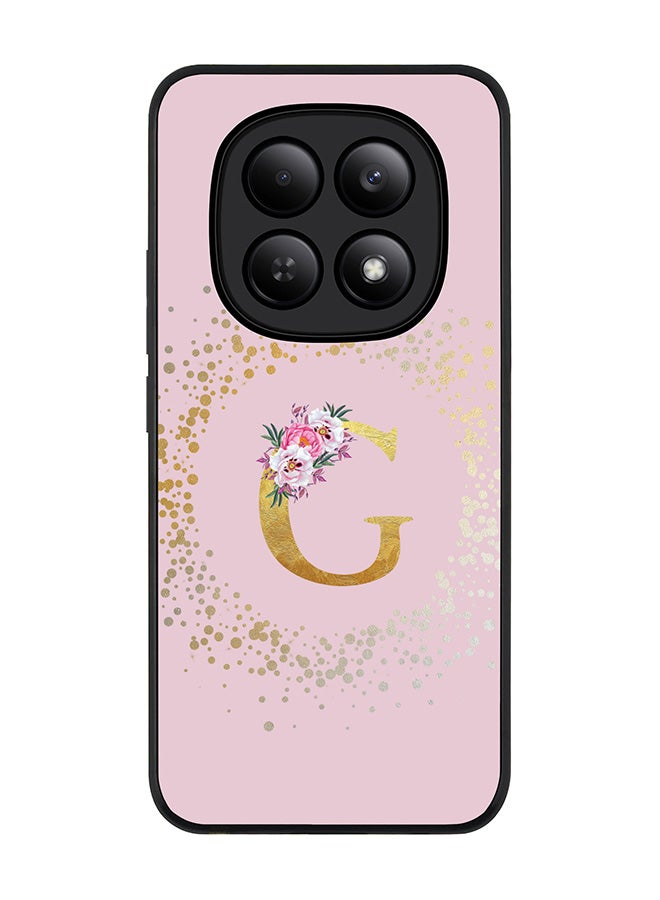 For Xiaomi Redmi Note 15 4G Case,Slim fit Camera Protection, Shockproof Thin Phone cover  - Custom Monogram Floral - G  (Pink )