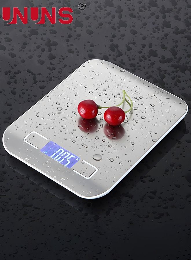 UNUNS موازين مطبخ رقمية، ميزان طعام متعدد الوظائف 11 رطل/5 كجم، مقياس قياس رقمي LCD، مقياس وزن إلكتروني، 6 وحدات قياس مع 0.1 أونصة/1 جرام، مقياس دقيق للخبز/الطبخ/الحبوب/الدقيق/الشاي - Image 1