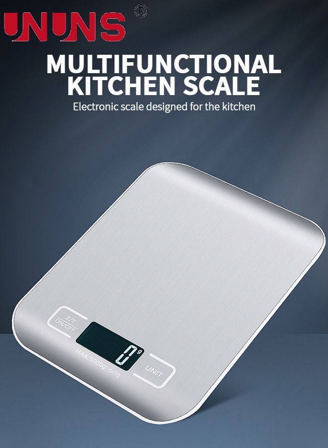 UNUNS موازين مطبخ رقمية، ميزان طعام متعدد الوظائف 11 رطل/5 كجم، مقياس قياس رقمي LCD، مقياس وزن إلكتروني، 6 وحدات قياس مع 0.1 أونصة/1 جرام، مقياس دقيق للخبز/الطبخ/الحبوب/الدقيق/الشاي - Image 2