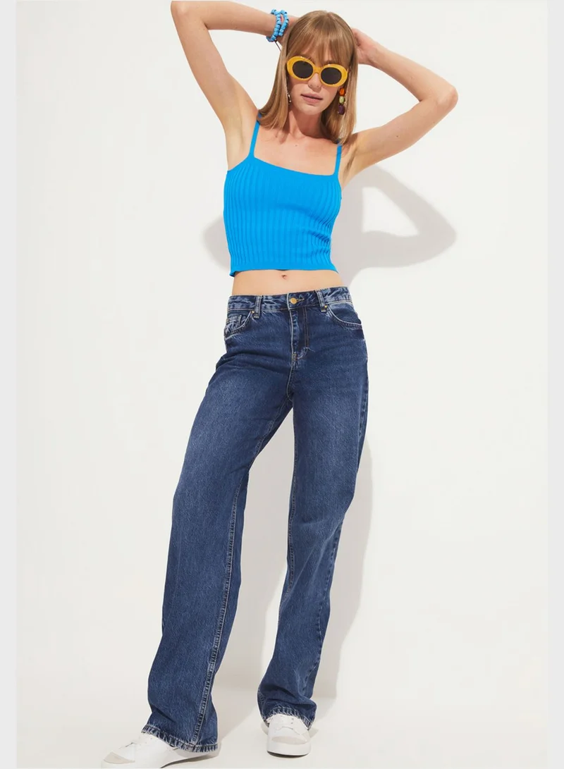 JUNE Strappy Ribbed Crop Top