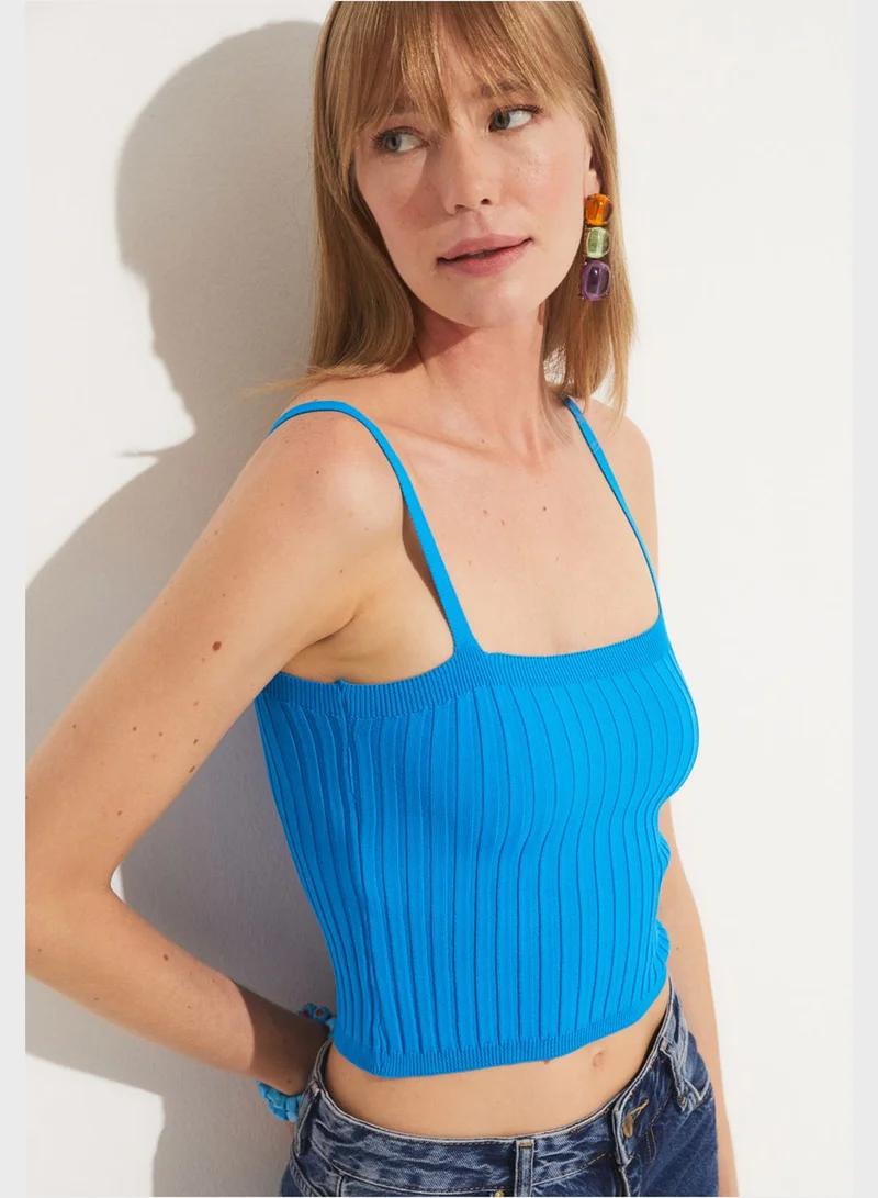 JUNE Strappy Ribbed Crop Top