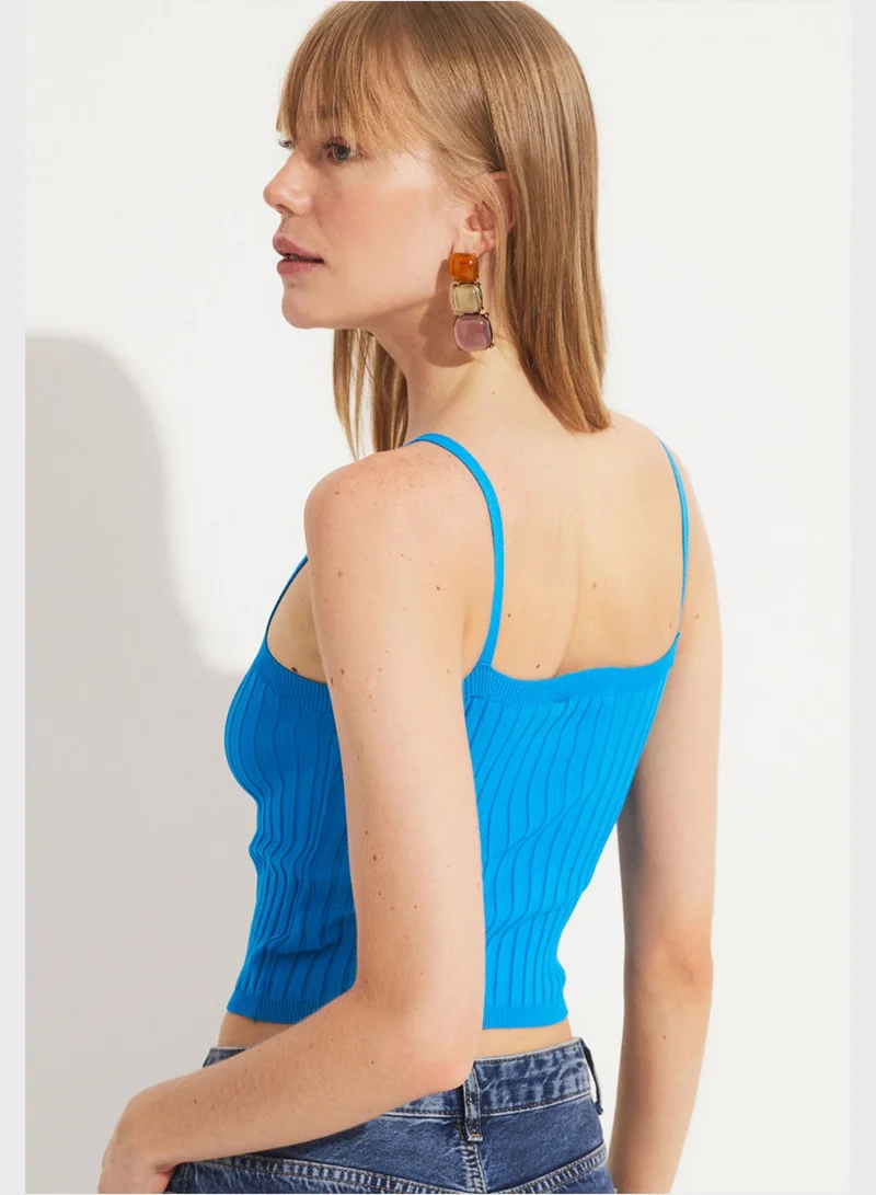 JUNE Strappy Ribbed Crop Top