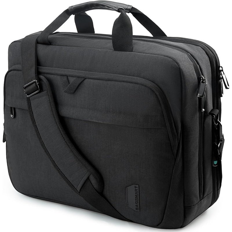 17.3 Inch Laptop Bag Expandable Briefcase for Men and Women Anti-Theft Computer Bag Water-Resistant Nylon Fits Most Laptops Up to 17.3 Business Travel Ready - Image 1