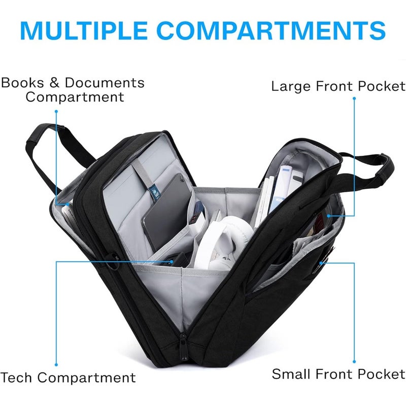 17.3 Inch Laptop Bag Expandable Briefcase for Men and Women Anti-Theft Computer Bag Water-Resistant Nylon Fits Most Laptops Up to 17.3 Business Travel Ready - Image 4