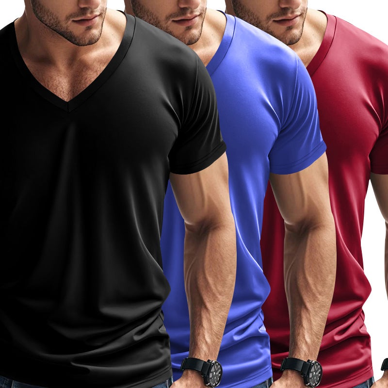Cross-Border Summer Men''s T-Shirt Quick-Drying Breathable Casual Sports Loose Sweetheart Collar Short-Sleeved Three-Piece Men''s - Image 5