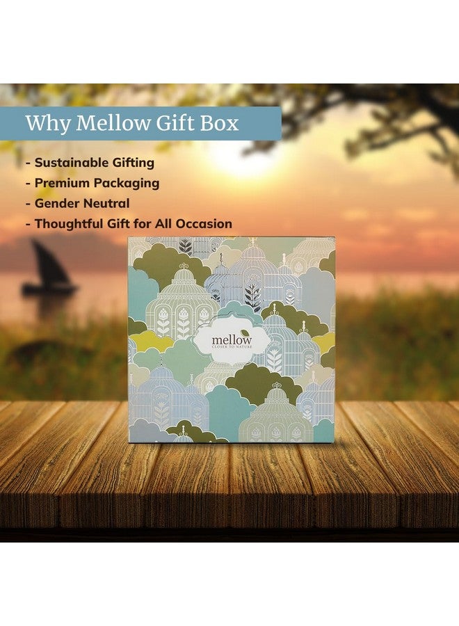 MELLOW Must Have Eessential Gift Box | Rose Water-100Ml, Marigold & Mint Facewash-100Ml, Chocolate And Almond Scrub Soap With Wooden Soap Tray-100G, Green Apple Body Lotion-100Ml, Lip Cure-12G - Image 4